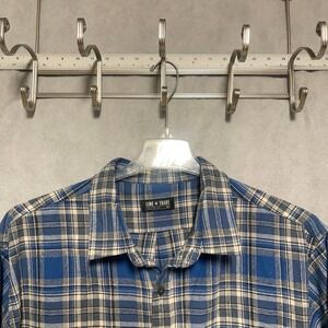Line Of Trade Shirt Men XXL Blue Plaid Button Up Flannel Cotton Outdoor Work